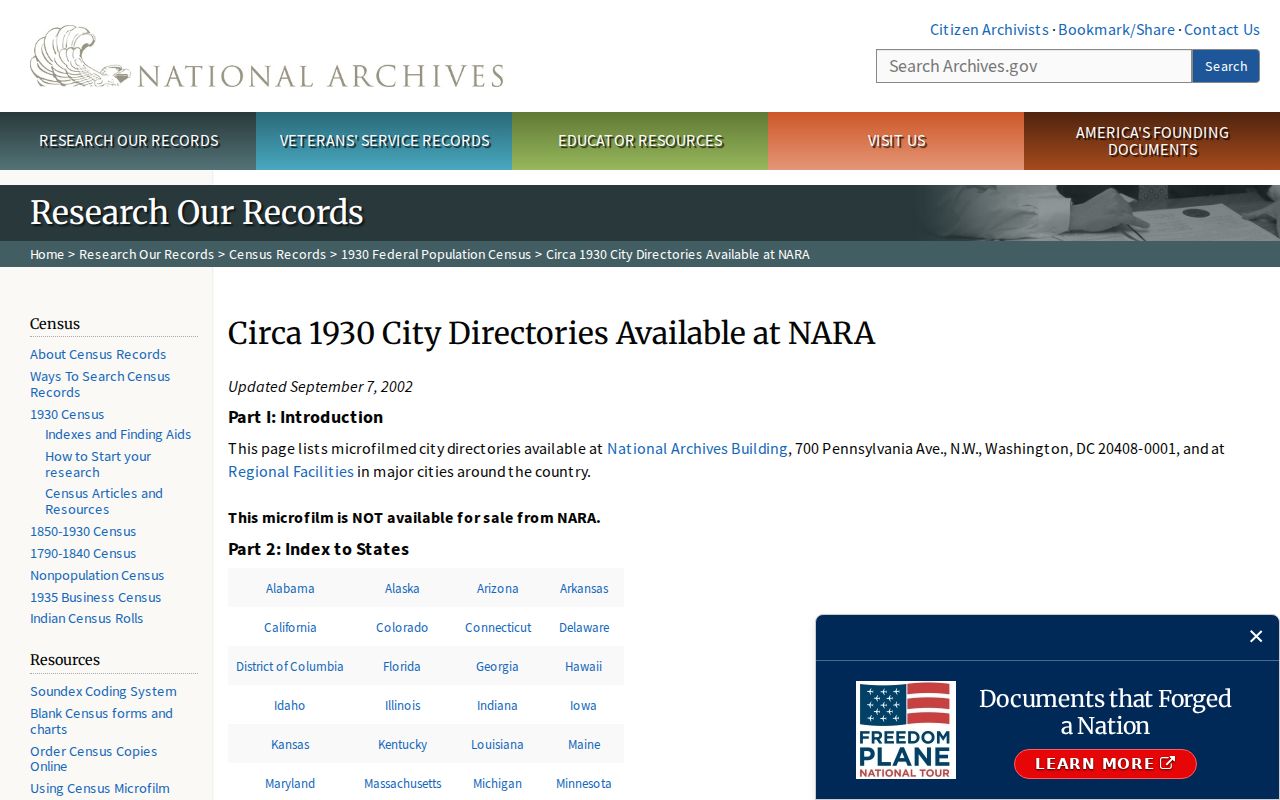 Milford city directory NARA finding aid