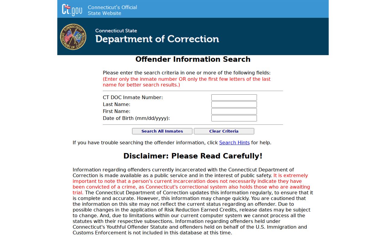 Milford residents directory Connecticut DOC inmate search