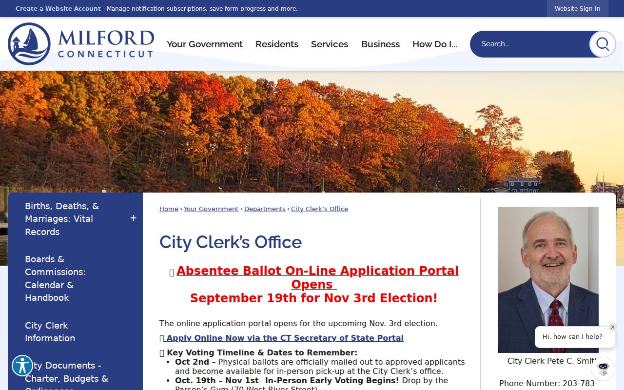 Milford residents directory City Clerk records hub