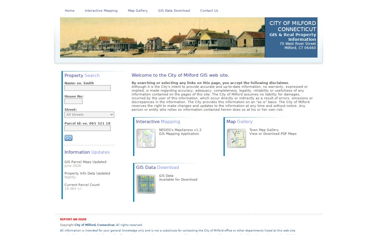 Milford residents directory MapXpress property search