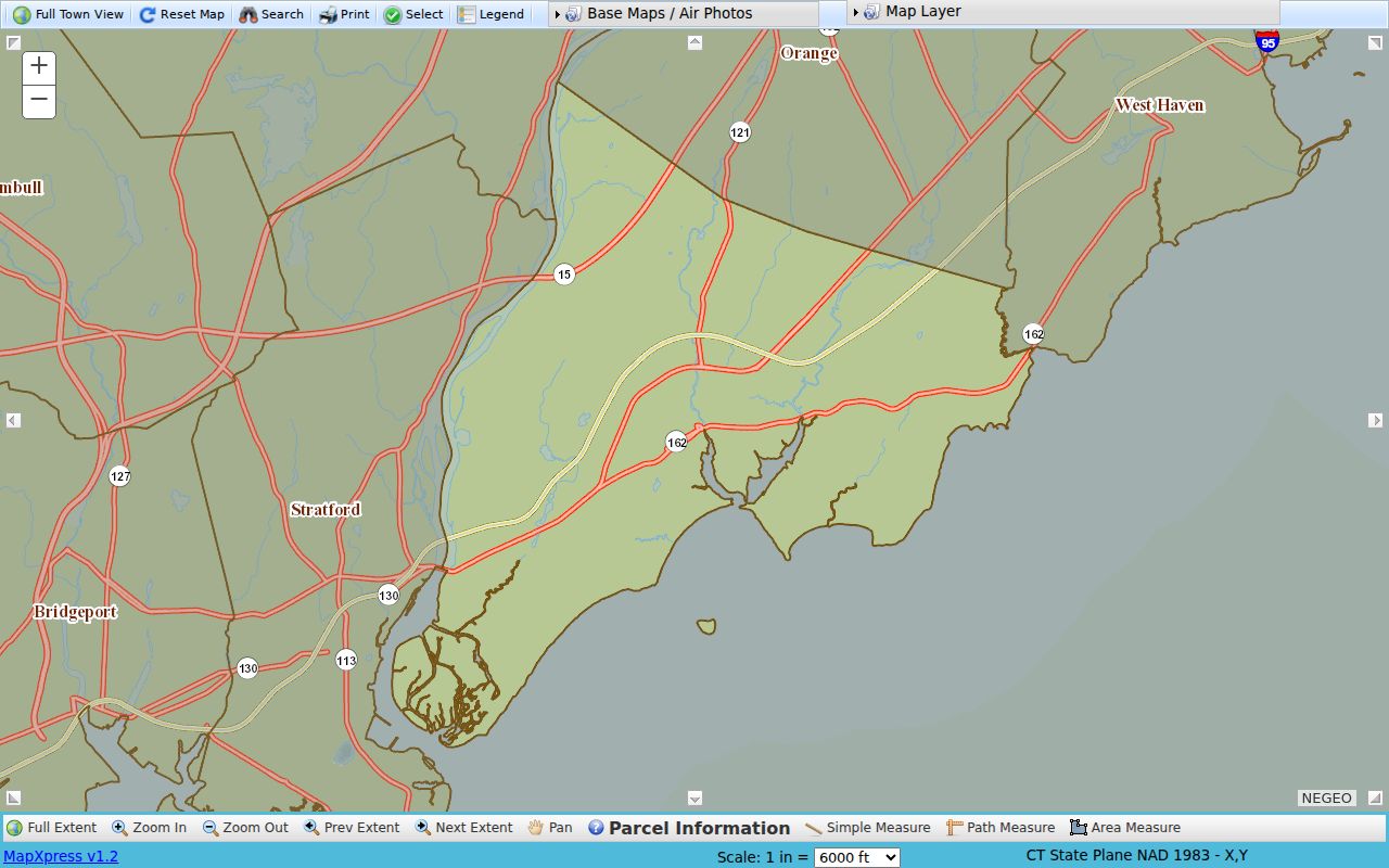 Milford neighbors MapXpress GIS parcel viewer