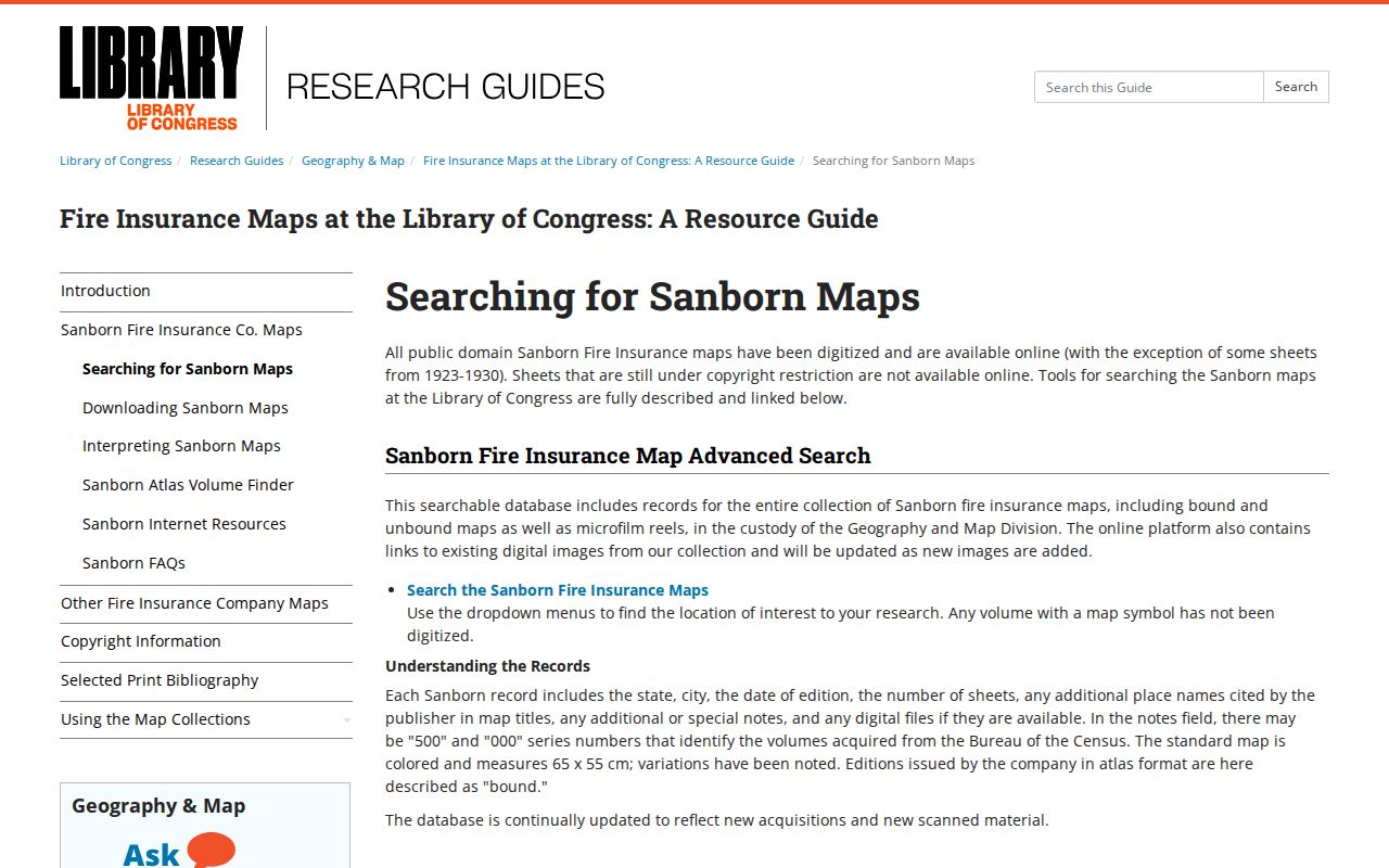 Milford previous residents Library of Congress Sanborn guide