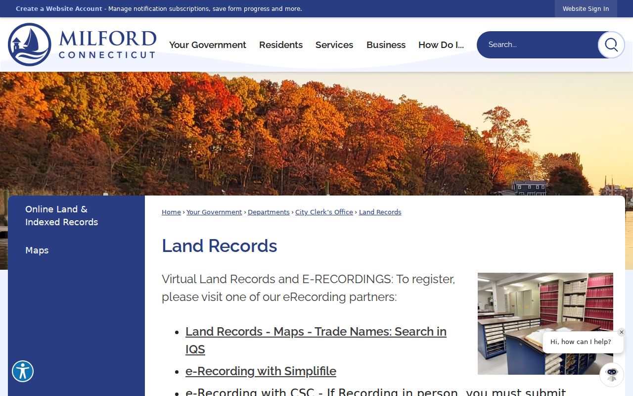 Milford previous residents City Clerk land records