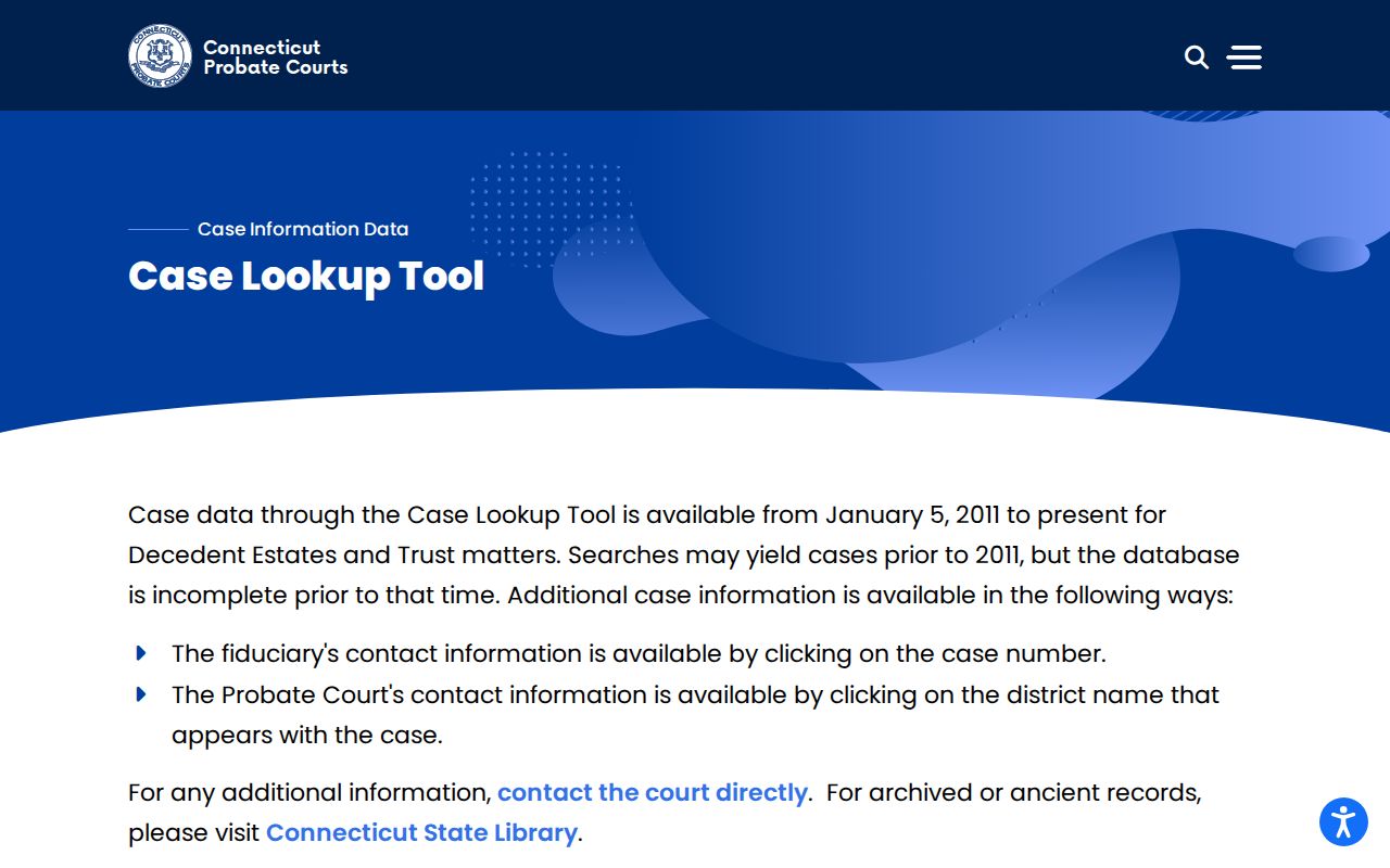Milford resident lookup Connecticut Probate case search
