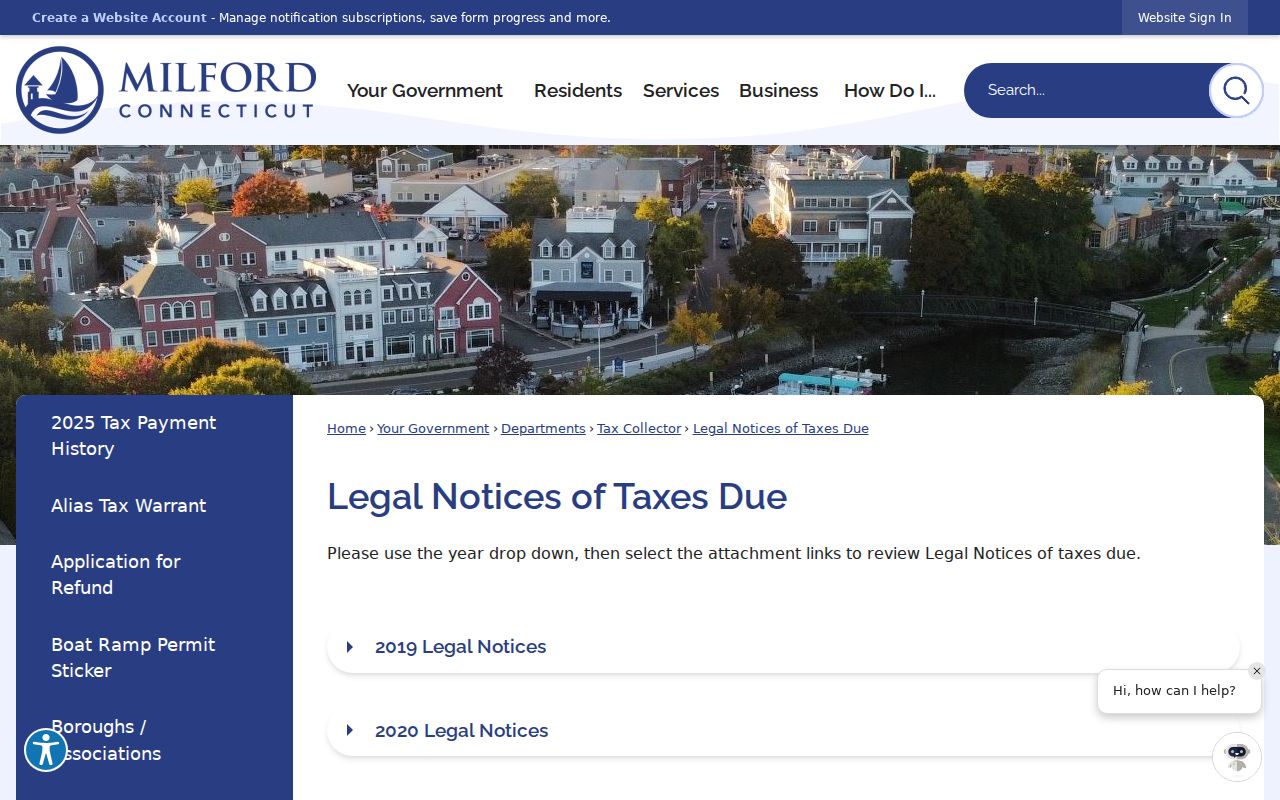 Milford street directory tax legal notice